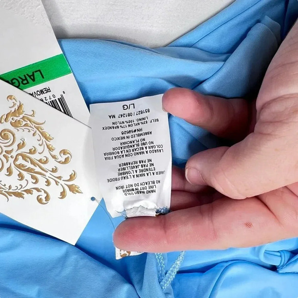 Becca by Rebecca Virtue Color Code Blue Kali Belted One Piece Swimsuit Sz. L NWT - Picture 9 of 9